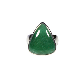 Zilveren ring aventurijn maat 18 | driehoek 1,9 x 1,6 cm