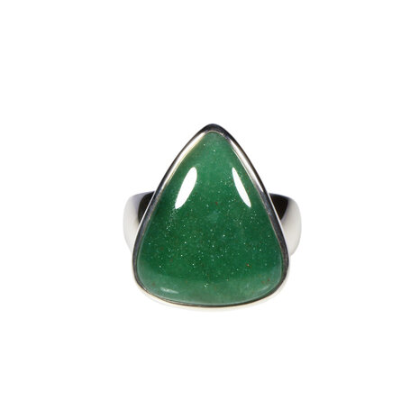 Zilveren ring aventurijn maat 18 | driehoek 1,9 x 1,6 cm