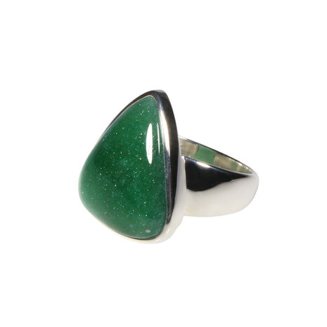 Zilveren ring aventurijn maat 18 | driehoek 1,9 x 1,6 cm