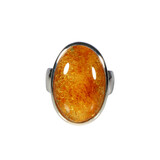 Zilveren ring barnsteen maat 18 | ovaal 2,3 x 1,5 cm