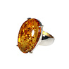 Zilveren ring barnsteen maat 19 | ovaal gezet 2,2 x 1,7 cm