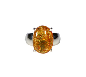 Zilveren ring barnsteen maat 17 1/2 | ovaal gezet 1,6 x 1,2 cm