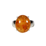 Zilveren ring barnsteen maat 19 | ovaal gezet 1,7 x 1,4 cm