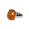 Zilveren ring barnsteen maat 19 | ovaal gezet 1,7 x 1,4 cm