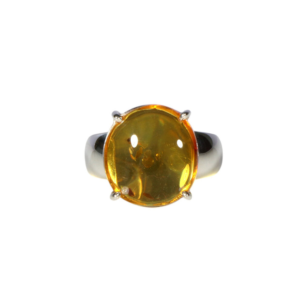 Zilveren ring barnsteen maat 17 | ovaal gezet 1,5 x 1,3 cm