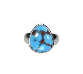 Zilveren ring turkoois maat 18 1/2 | druppel 1,6 x 1,4 cm