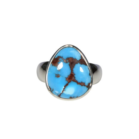 Zilveren ring turkoois maat 18 1/2 | druppel 1,6 x 1,4 cm