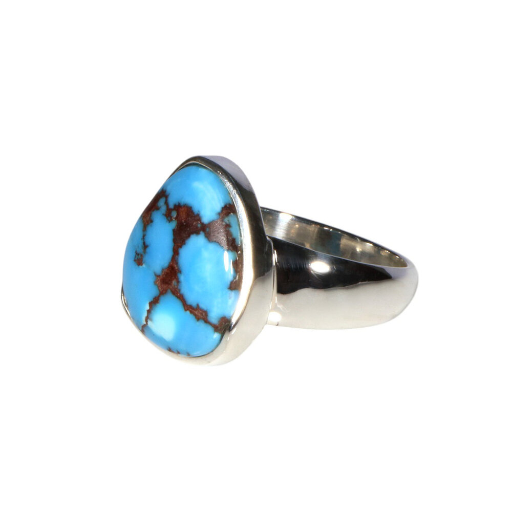 Zilveren ring turkoois maat 18 1/2 | druppel 1,6 x 1,4 cm