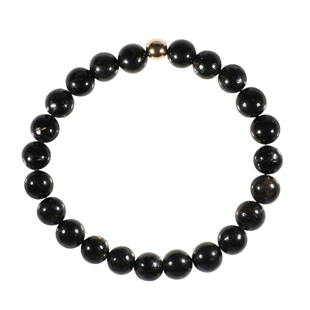 Nuummiet armband met 14k gouden kraal | 8 mm Nuummiet armband met 14k gouden kraal | 8 mm