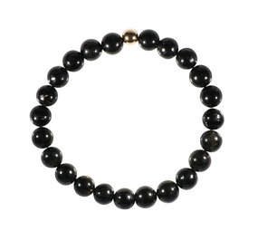 Nuummiet armband met 14k gouden kraal | 8 mm Nuummiet armband met 14k gouden kraal | 8 mm