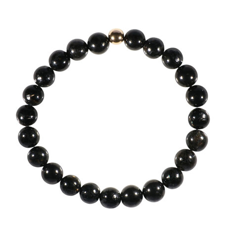 Nuummiet armband met 14k gouden kraal | 8 mm Nuummiet armband met 14k gouden kraal | 8 mm
