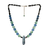 Agaat (blauw), fluoriet en kyaniet ketting verschillende kralen Agaat (blauw), fluoriet en kyaniet ketting verschillende kralen