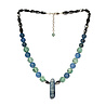 Agaat (blauw), fluoriet en kyaniet ketting verschillende kralen