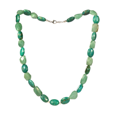 Amazoniet en groene aventurijn kralen ketting