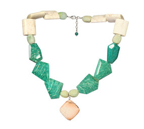 Amazoniet, chrysopraas en magnesiet ketting verschillende kralen