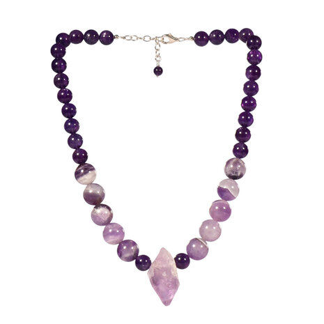 Amethist en amethistkwarts ketting verschillende kralen Amethist en amethistkwarts ketting verschillende kralen