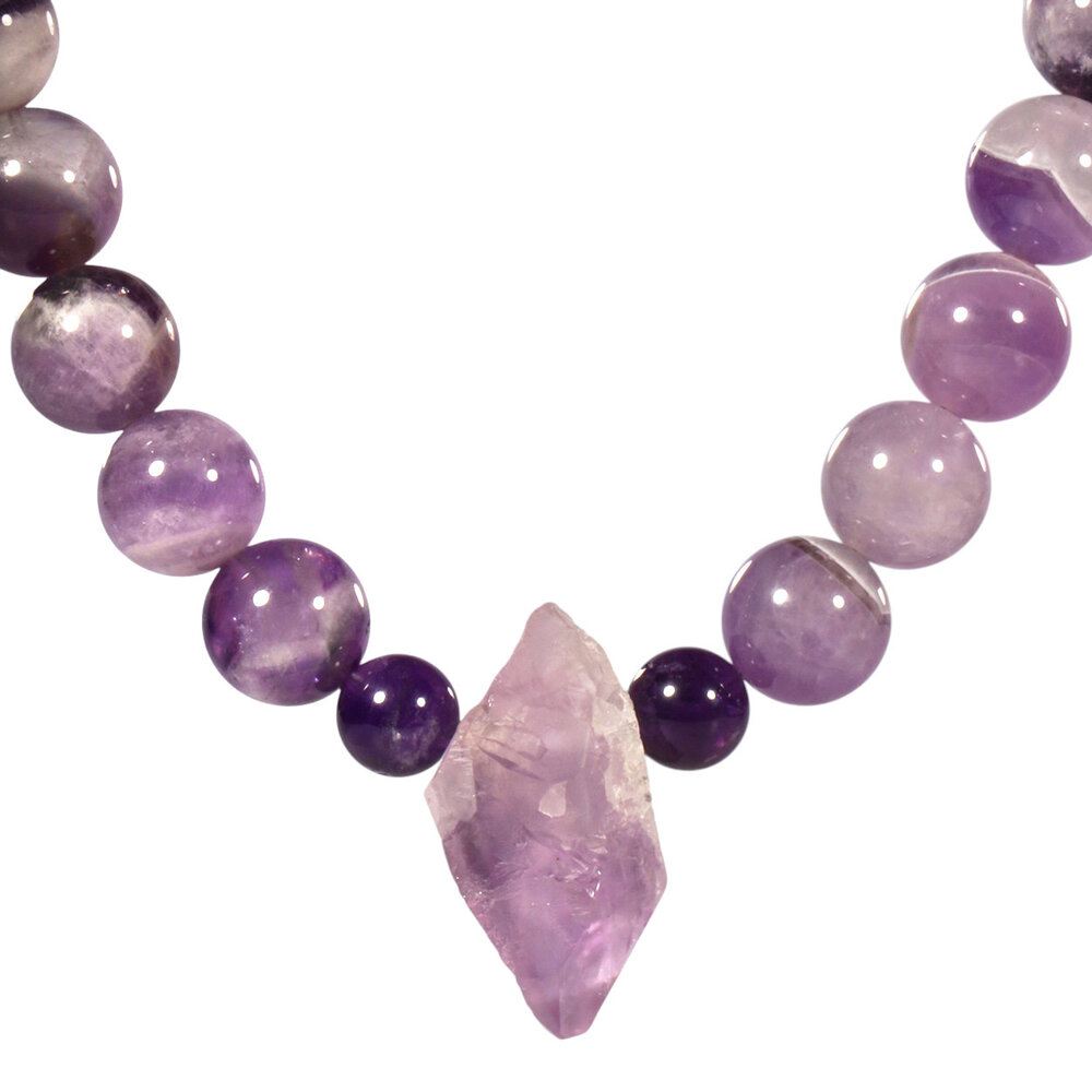 Amethist en amethistkwarts ketting verschillende kralen Amethist en amethistkwarts ketting verschillende kralen