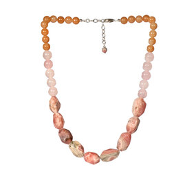 Rhodochrosiet, rozenkwarts en rode aventurijn ketting verschillende kralen Rhodochrosiet, rozenkwarts en rode aventurijn ketting verschillende kralen
