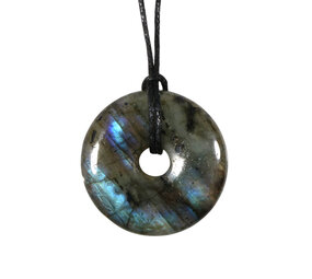 Labradoriet hanger A-kwaliteit donut 3 cm