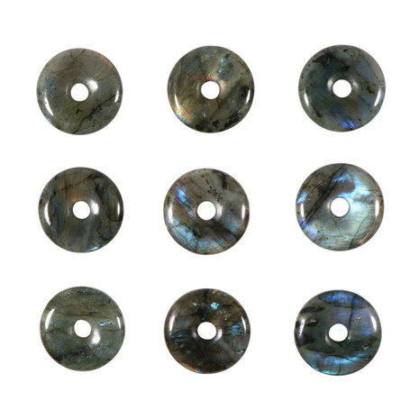 Labradoriet hanger A-kwaliteit donut 3 cm