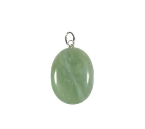 New jade (serpentijn) hanger met zilveren oogje New jade (serpentijn) hanger met zilveren oogje