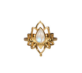 Vergulde ring maansteen (regenboog) maat 18 | lotus Vergulde ring maansteen (regenboog) maat 18 | lotus