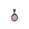 Zilveren hanger toermalijn (watermeloen) | ovaal 1,4 x 1,2 cm Zilveren hanger toermalijn (watermeloen) | ovaal 1,4 x 1,2 cm