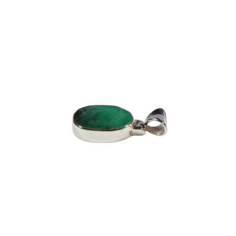 Zilveren hanger smaragd | ovaal 1,2 x 0,9 cm Zilveren hanger smaragd | ovaal 1,2 x 0,9 cm