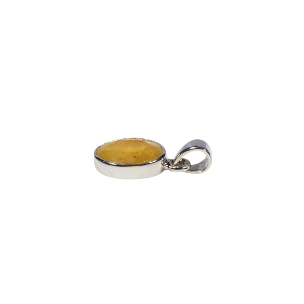 Zilveren hanger saffier (geel) | ovaal facet 1,1 x 0,9 cm (2) Zilveren hanger saffier (geel) | ovaal facet 1,1 x 0,9 cm (2)