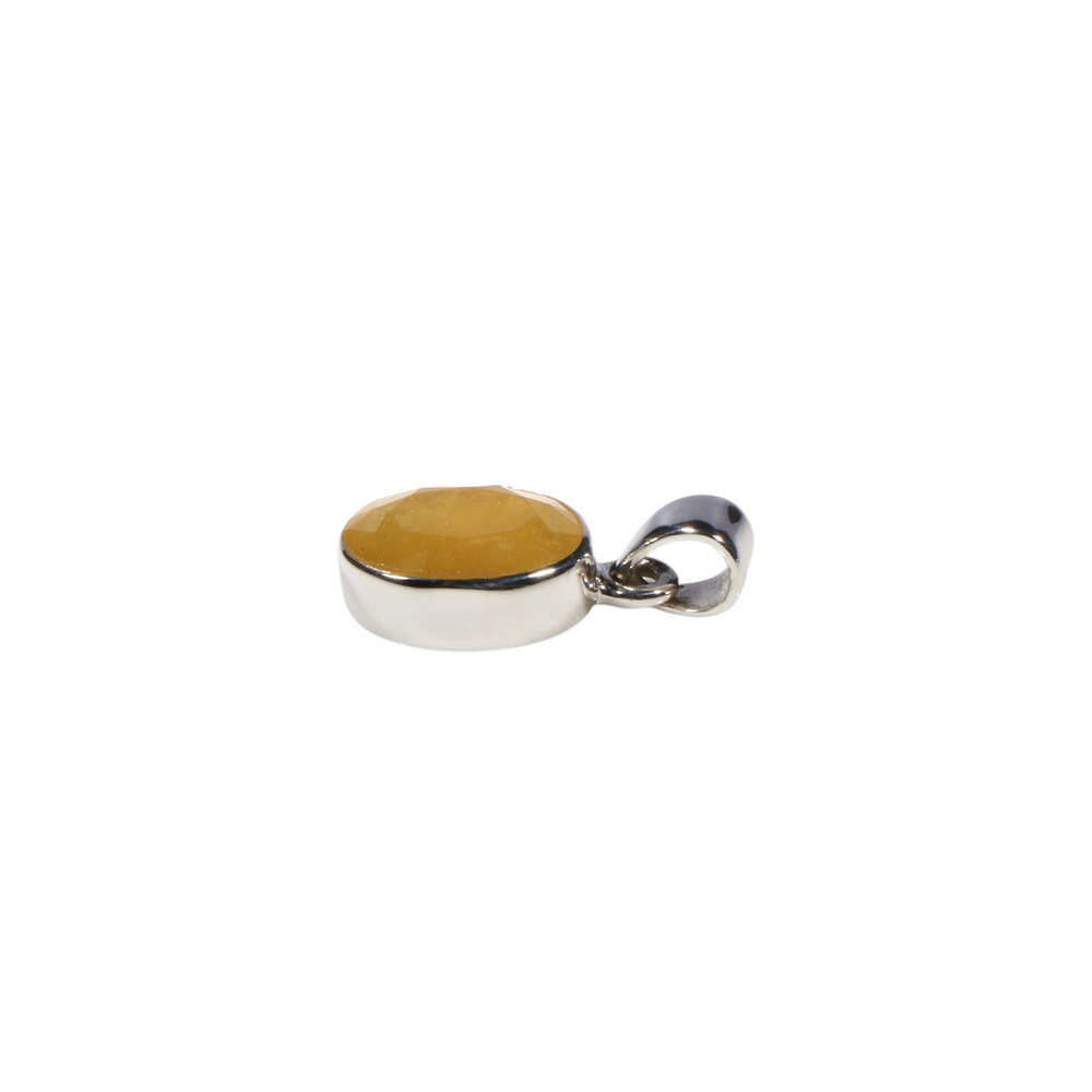 Zilveren hanger saffier (geel) | ovaal facet 1,1 x 0,9 cm (3) Zilveren hanger saffier (geel) | ovaal facet 1,1 x 0,9 cm (3)
