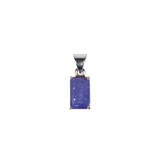 Zilveren hanger tanzaniet | rechthoek facet 1,1 x 0,7 cm