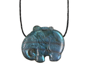 Labradoriet olifant hanger doorboord Labradoriet olifant hanger doorboord