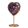 Amethist cluster hart op goudkleurige standaard 10,4 x 12 x 4,9 cm | 771 gram Amethist cluster hart op goudkleurige standaard 10,4 x 12 x 4,9 cm | 771 gram