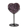 Amethist cluster hart op zwarte standaard 7,8 x 8,2 x 3,3 cm | 355 gram Amethist cluster hart op zwarte standaard 7,8 x 8,2 x 3,3 cm | 355 gram