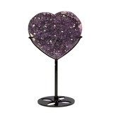 Amethist cluster hart op zwarte standaard 8,8 x 9,9 x 2,4 cm | 362 gram Amethist cluster hart op zwarte standaard 8,8 x 9,9 x 2,4 cm | 362 gram