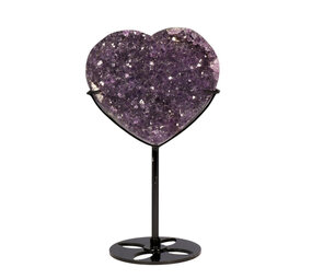 Amethist cluster hart op zwarte standaard 8,8 x 9,9 x 2,4 cm | 362 gram Amethist cluster hart op zwarte standaard 8,8 x 9,9 x 2,4 cm | 362 gram