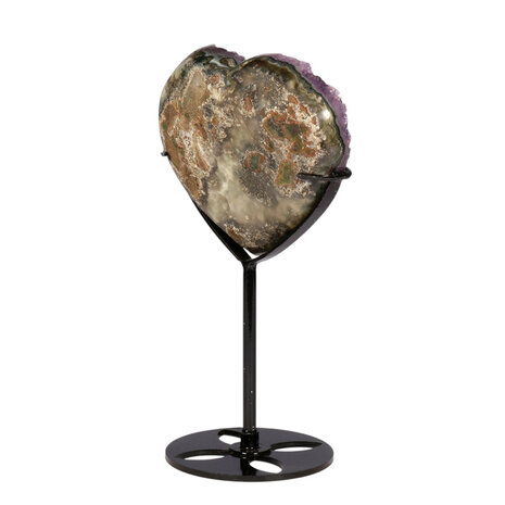 Amethist cluster hart op zwarte standaard 8,8 x 9,9 x 2,4 cm | 362 gram Amethist cluster hart op zwarte standaard 8,8 x 9,9 x 2,4 cm | 362 gram