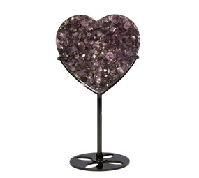Amethist cluster hart op zwarte standaard 8,8 x 9,4 x 3,7 cm | 546 gram Amethist cluster hart op zwarte standaard 8,8 x 9,4 x 3,7 cm | 546 gram