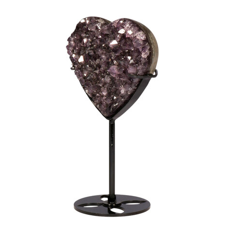 Amethist cluster hart op zwarte standaard 8,8 x 9,4 x 3,7 cm | 546 gram Amethist cluster hart op zwarte standaard 8,8 x 9,4 x 3,7 cm | 546 gram