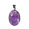 Zilveren hanger amethist | ovaal 2,9 x 2,1 cm
