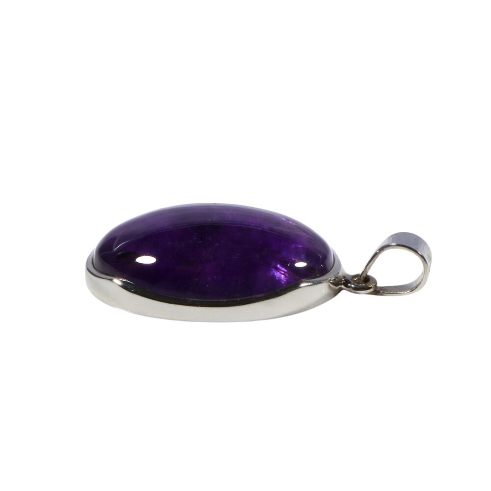 Zilveren hanger amethist | ovaal 2,9 x 2,1 cm