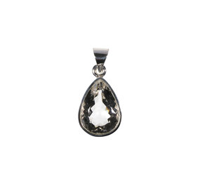 Zilveren hanger bergkristal | druppel facet 1,9 x 1,4 cm