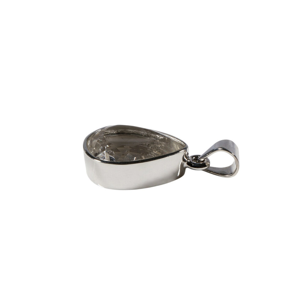 Zilveren hanger bergkristal | druppel facet 1,9 x 1,4 cm