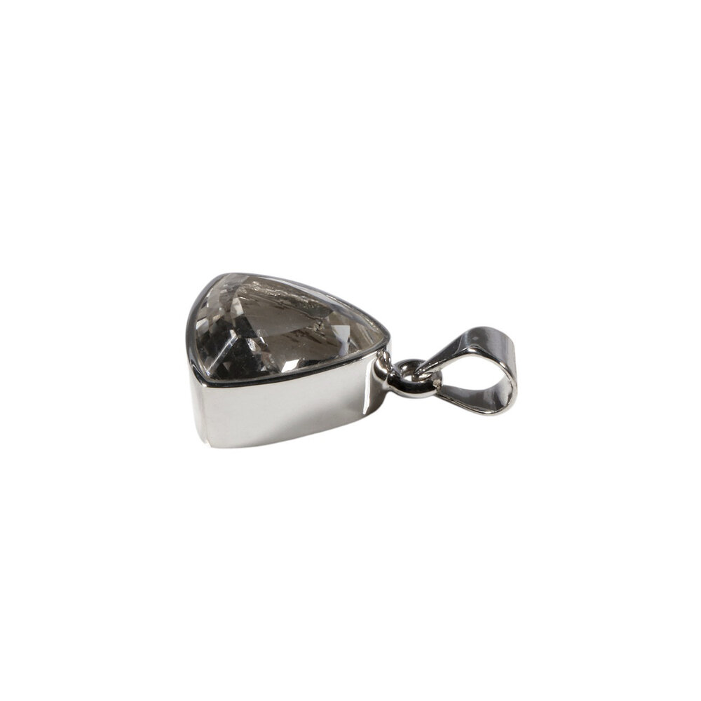 Zilveren hanger bergkristal | driehoek facet 1,5 x 1,5 cm