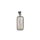 Zilveren hanger maansteen (regenboog) | rechthoek 2 x 0,9 cm