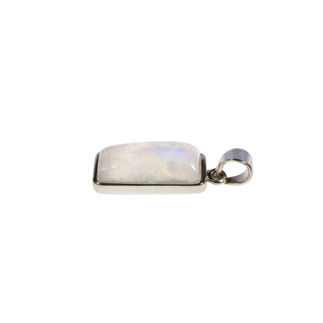 Zilveren hanger maansteen (regenboog) | rechthoek 2 x 0,9 cm Zilveren hanger maansteen (regenboog) | rechthoek 2 x 0,9 cm