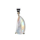 Zilveren hanger maansteen (regenboog) | druppel (gezet) 2,5 x 1,3 cm