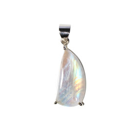 Zilveren hanger maansteen (regenboog) | druppel (gezet) 2,5 x 1,3 cm Zilveren hanger maansteen (regenboog) | druppel (gezet) 2,5 x 1,3 cm