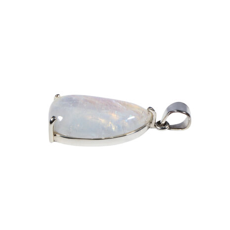 Zilveren hanger maansteen (regenboog) | druppel (gezet) 2,5 x 1,3 cm Zilveren hanger maansteen (regenboog) | druppel (gezet) 2,5 x 1,3 cm