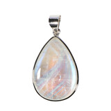 Zilveren hanger maansteen (regenboog) | druppel 3,5 x 2,4 cm